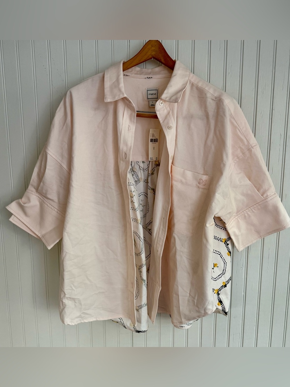 Maeve Lemon Print Cotton Short Sleeve Button-Front Shirt Size M NWT